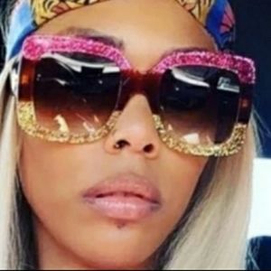 Pink And Gold Oversized Fashion Sunglasses